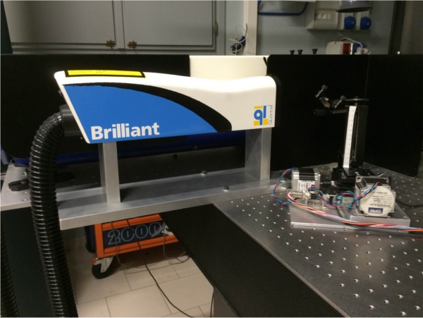 photo of a laser on an optical bench