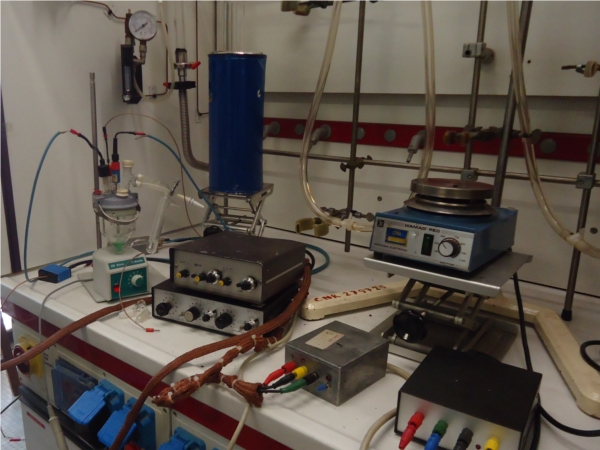 electrochemical apparatus in a fume hood