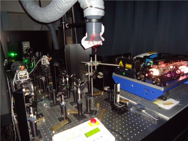 optical bench with instruments for non linear spectroscopy