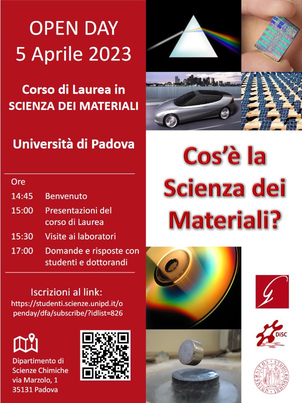 Open Day Scienza dei Material 5 aprile 2023